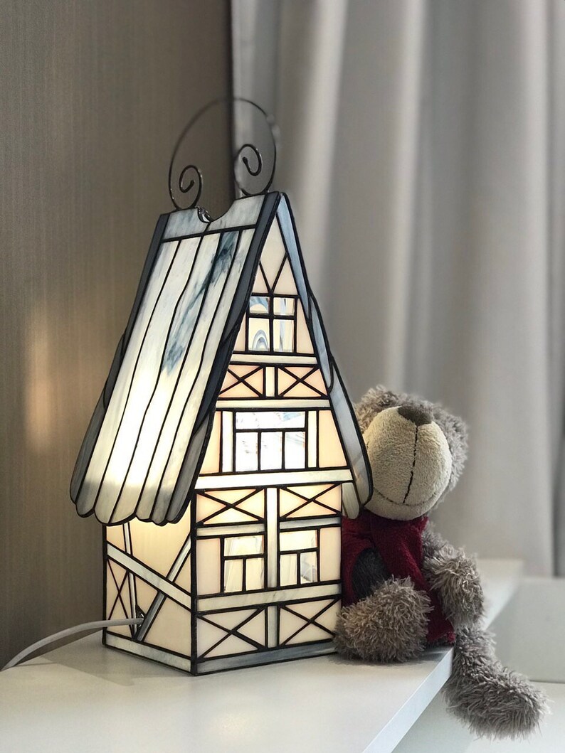 Stained glass House lamp for bedroom living room Etsy