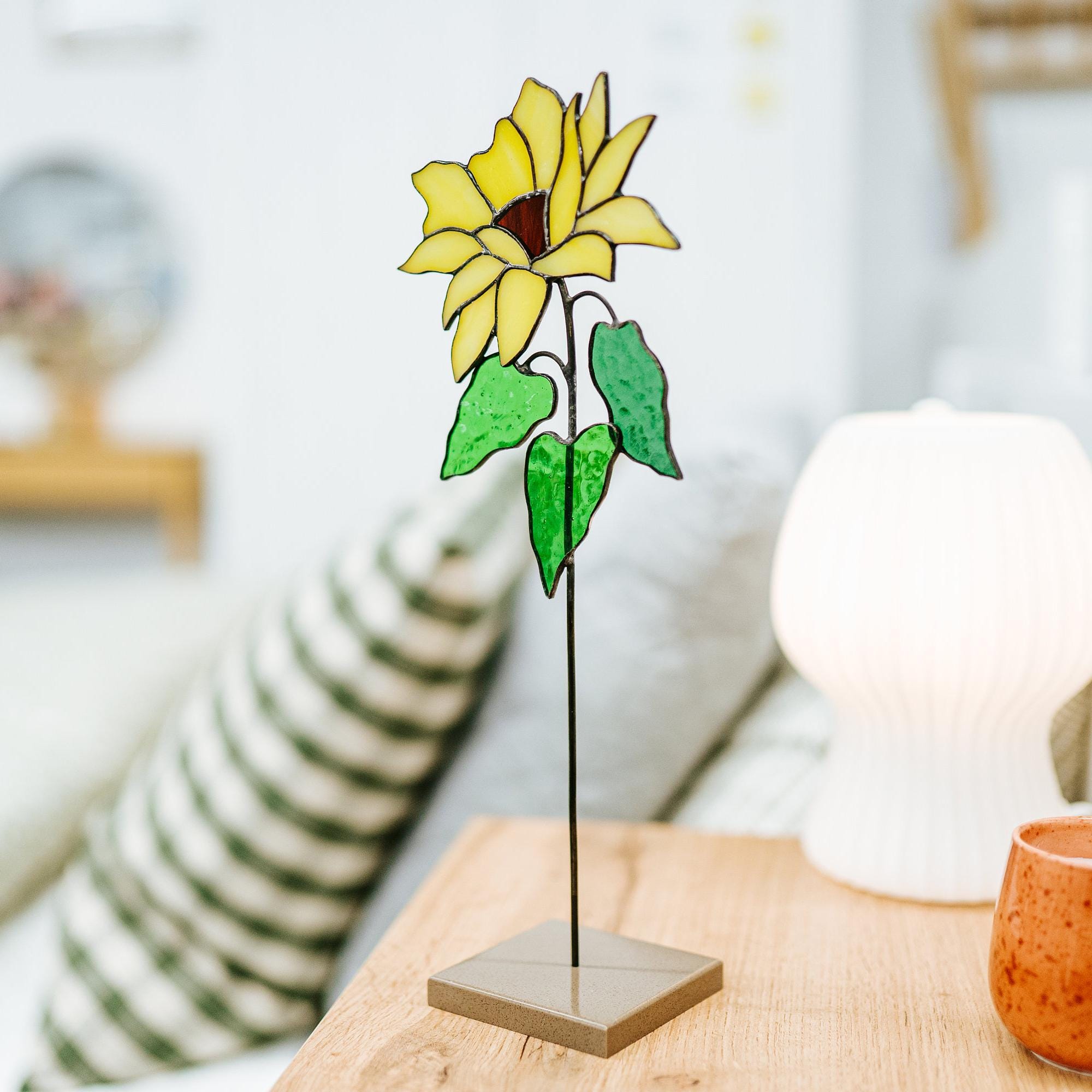 Acchiappasole in vetro colorato a forma di girasole fatto a mano: decorazione da giardino per finestre - Italia