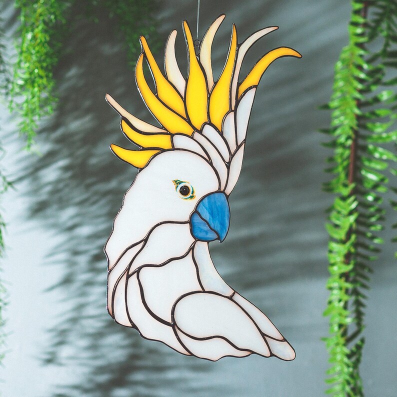Stained Glass Cockatoo Suncatcher - Thumbnail 3