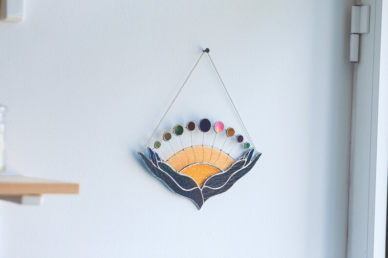 Stained Glass Suncatcher Solar System in Arms Suncatcher Etsy