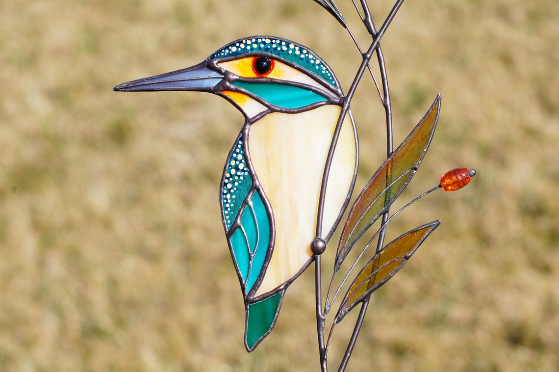 Kingfisher Stained glass suncatcher Stained glass window Etsy