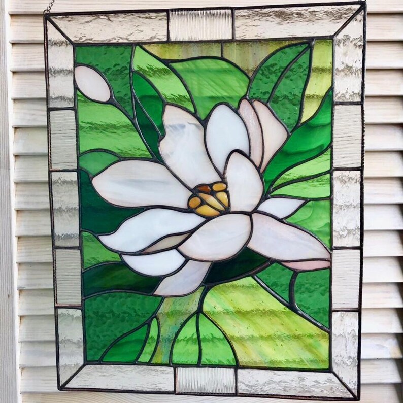 Lotus Stained Glass Window Hanging