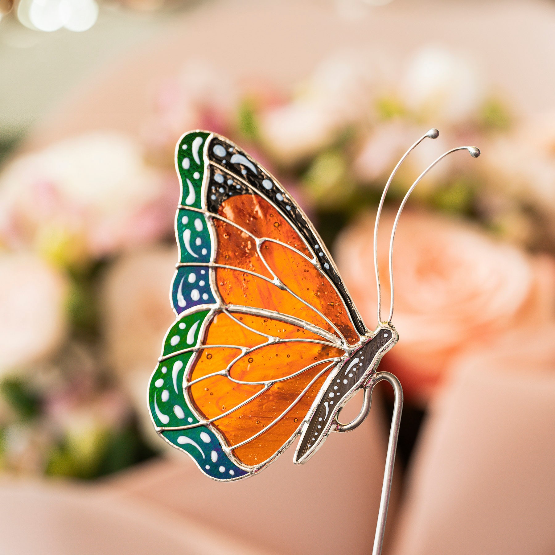 Vivani Multicolor Butterfly Link Watch Stained Glass Style AS IS UNTESTED free stained glass butterfly pattern - The Handmade Home main image 4