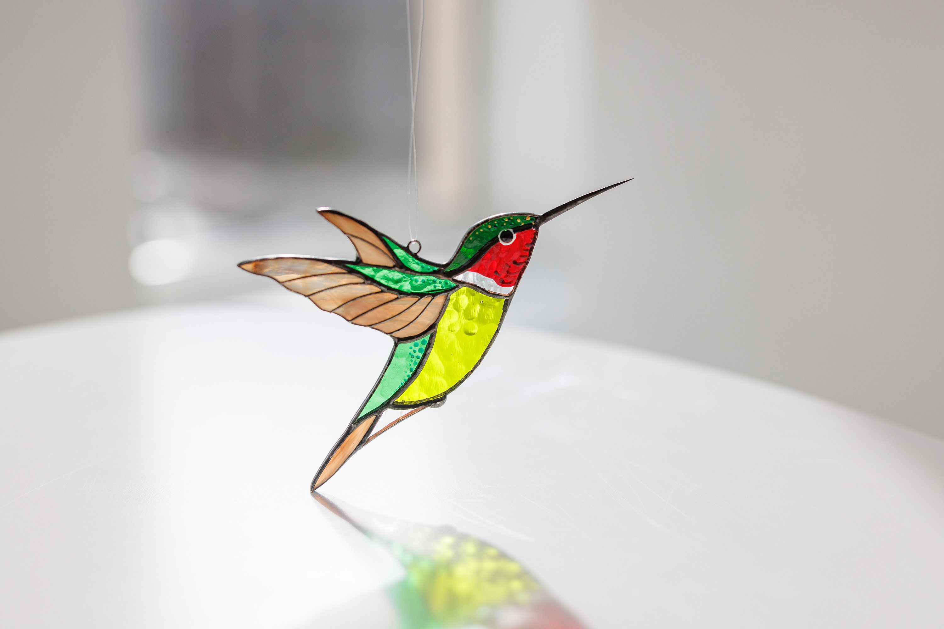 Suncatcher en verre colibri, Cadeau colibri, Cadeau amoureux des