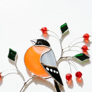 Christmas birds stained glass ornaments Window decoration Mother's Day gift Gift for women birthday unique image 3