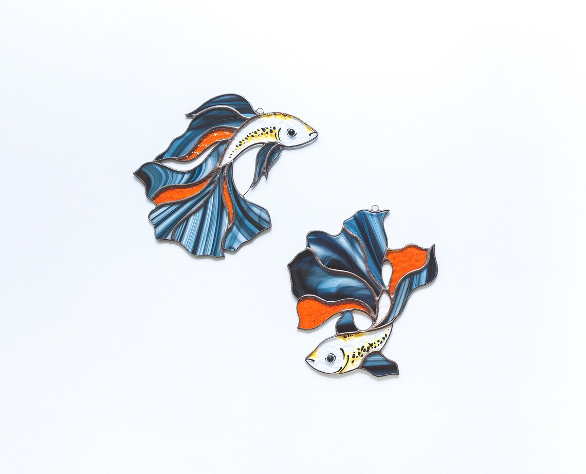 Stained glass suncatcher Betta fish window hanging Modern Etsy