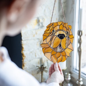 Stained glass Dog portrait window hangings suncatcher Dog portrait from photo wall art image 8
