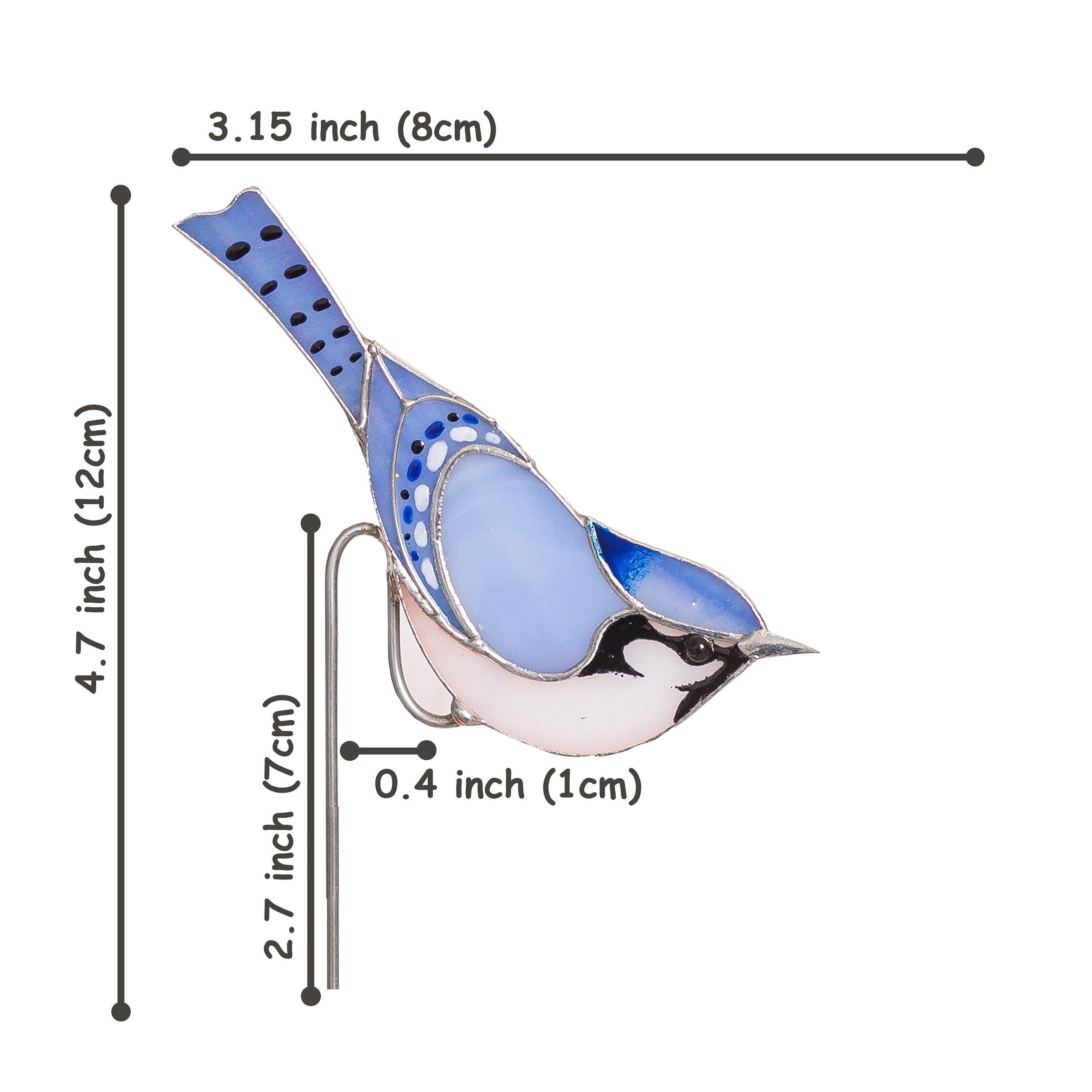 Stained glass Blue Jay Bird Suncatcher Stained glass planter decor 50th birthday gift for women Unique handmade gift Home Plant Dicoretion