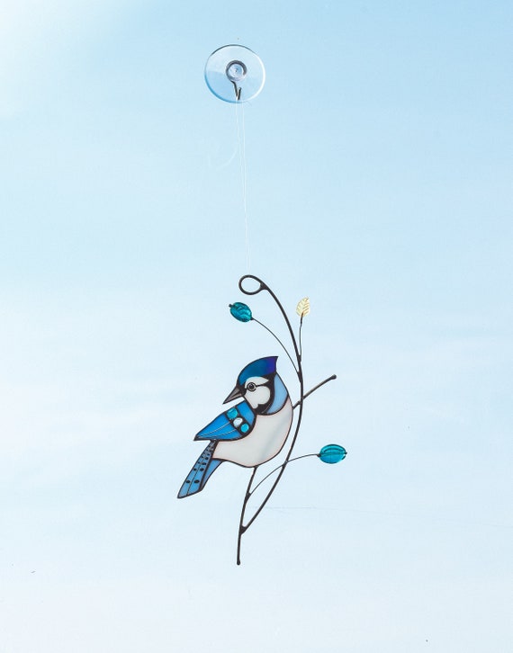 Stained Glass Blue Jay Sun Catcher 