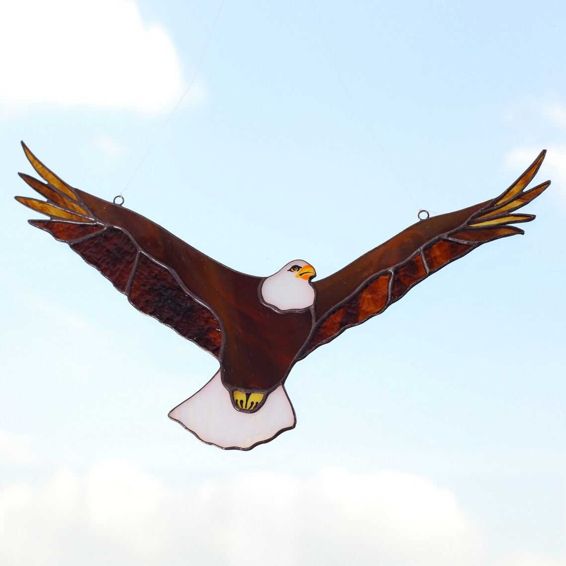 American Eagle Stained Glass Suncatcher Window Hanging Etsy