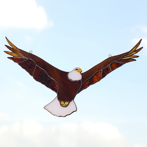 American Eagle Stained Glass Suncatcher Window Hanging Patriotic Decor Gift For Dad USA Eagle Art Home And Garden Decoration