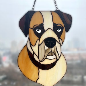 Stained glass dog portrait Custom stained glass Stained glass pet portrait from photo image 7