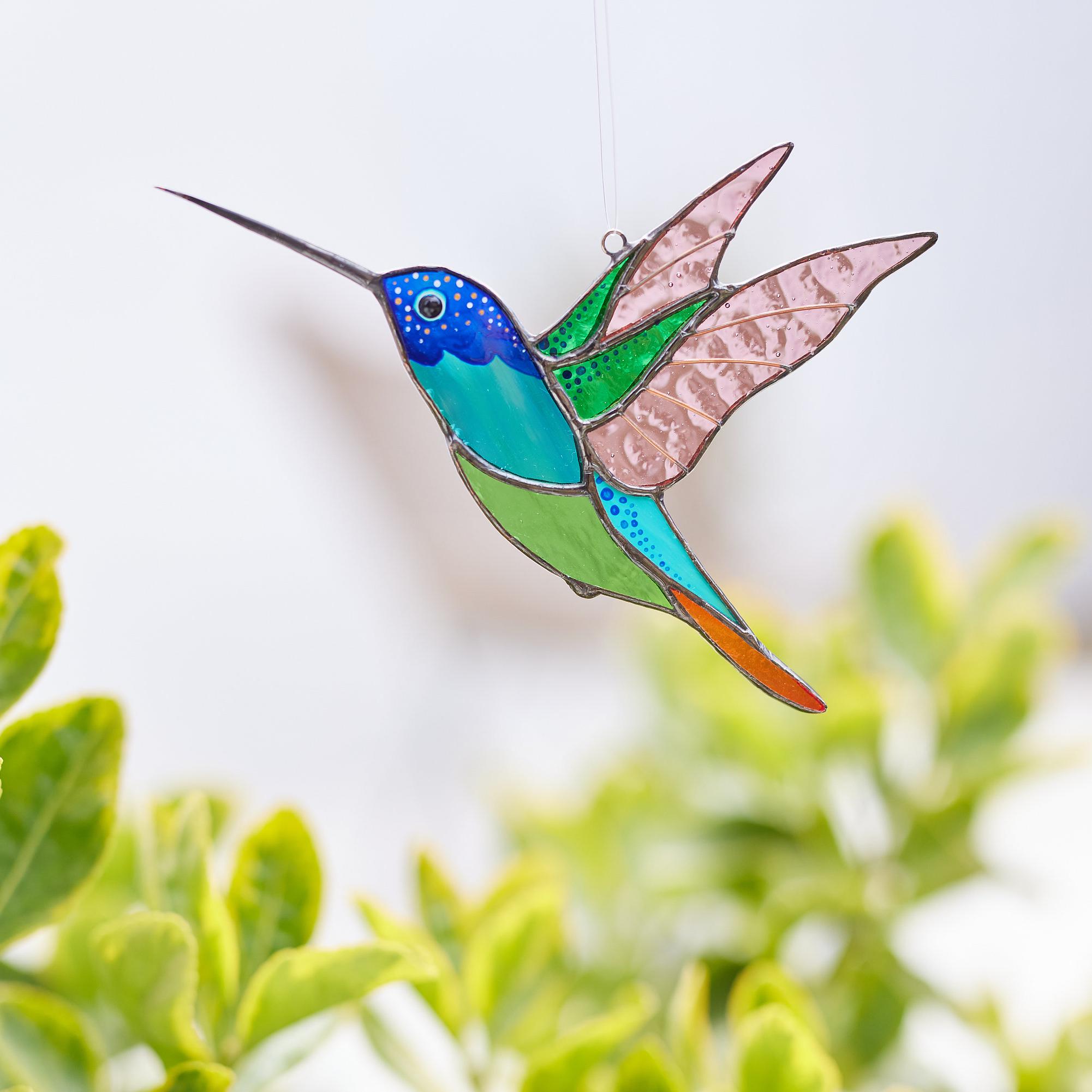 Acchiappasole fatto a mano con colibrì in vetro colorato, regalo per la mamma - Italia