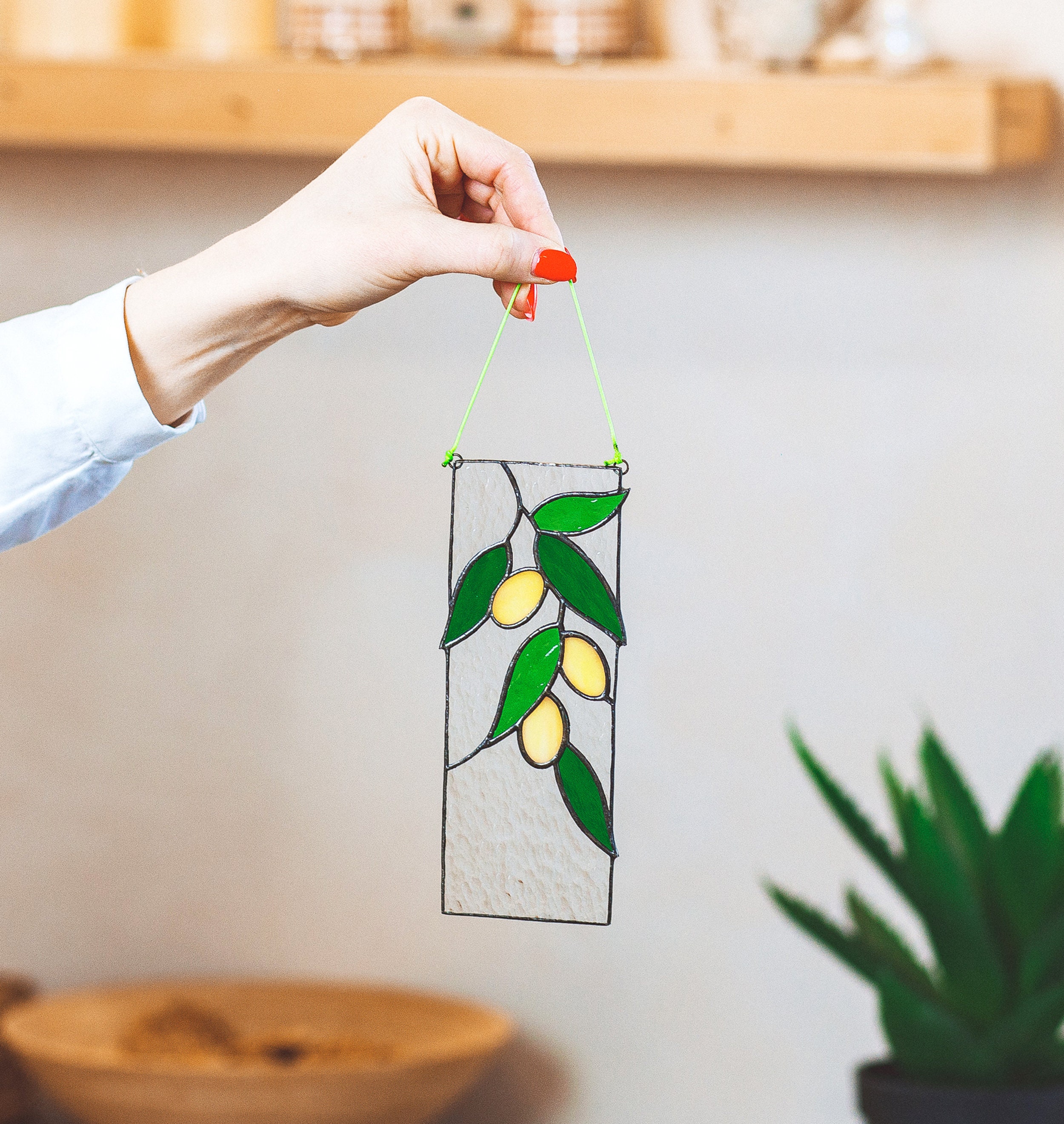 Kitchen Stained Glass Suncatcher Panels Window Hanging Wall Etsy