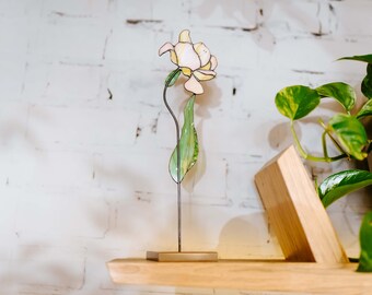 Tulip stained glass suncatcher Glass flower decor 3d stained glass Wild flower on stem Christmas gift