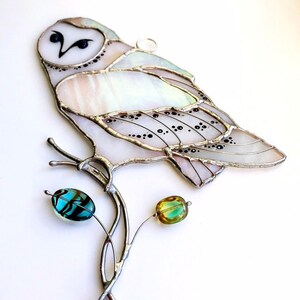 North Snowy Owl stained glass suncatcher window hanging suncatcer Gift for Dad image 5