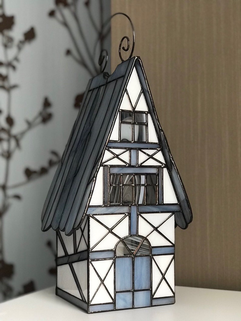 Stained glass House lamp for bedroom living room Etsy