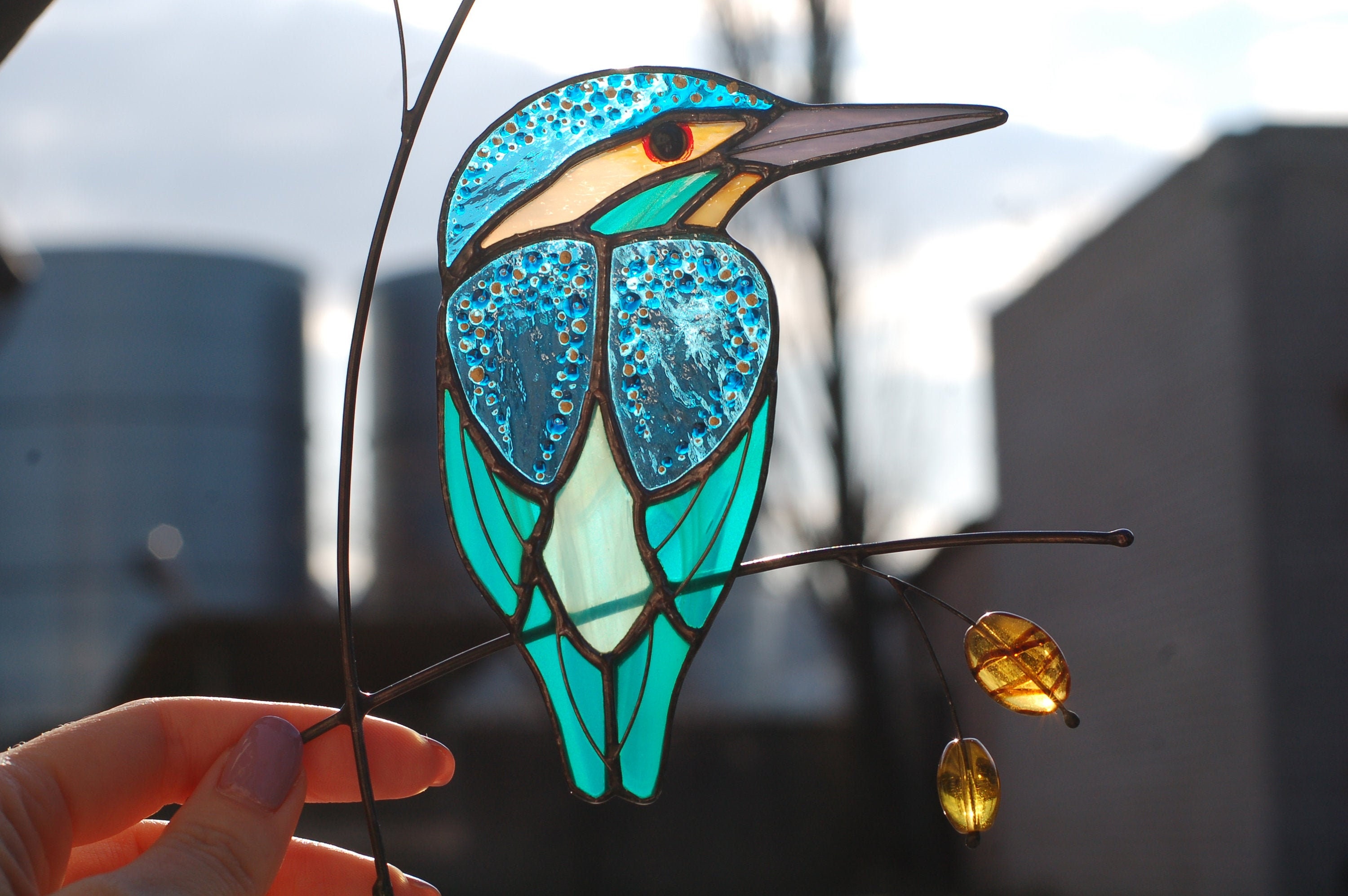 IJsvogel Glasinlood decor glasinlood suncatcher Etsy Nederland