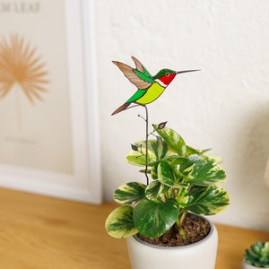 Stained glass Hummingbird 2 in 1 Pot stake and Table decor Gift for mom Ready to ship Gift for Christmas image 5