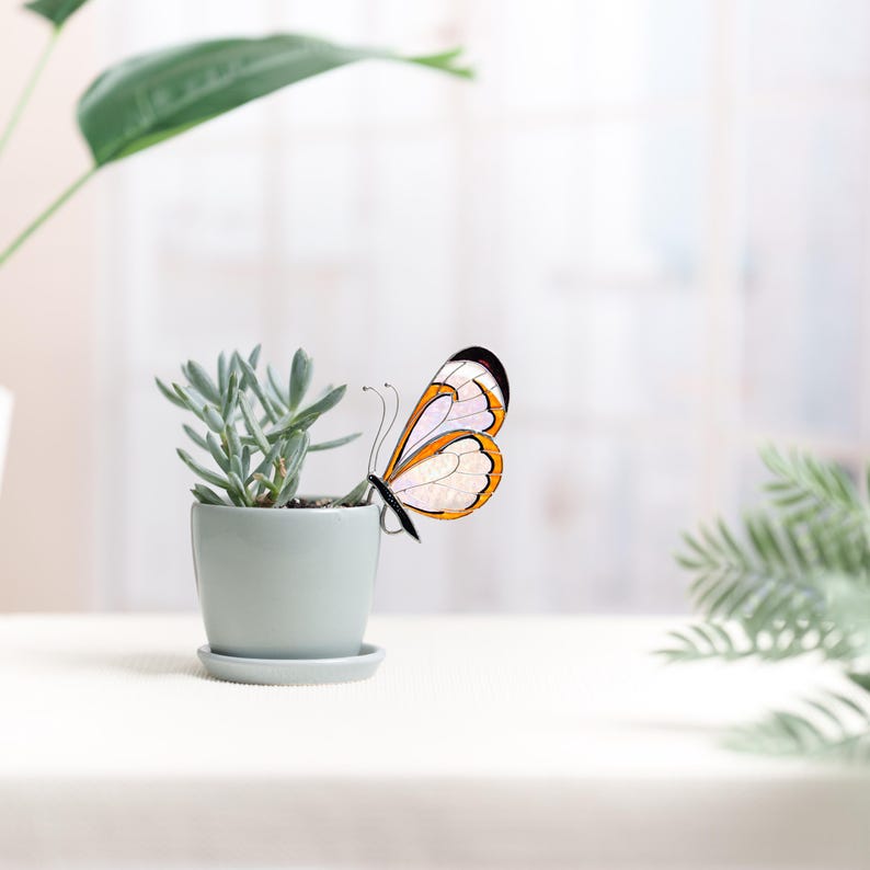 Stained Glass Angel Butterfly Suncatcher: Unique Handmade Home & Planter Decor Gift for Mom image 5