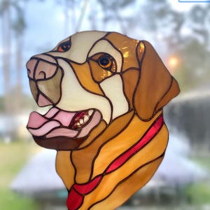 Custom pet portrait stained glass window hangings Mother&#39;s Day pet gifts for family and animals