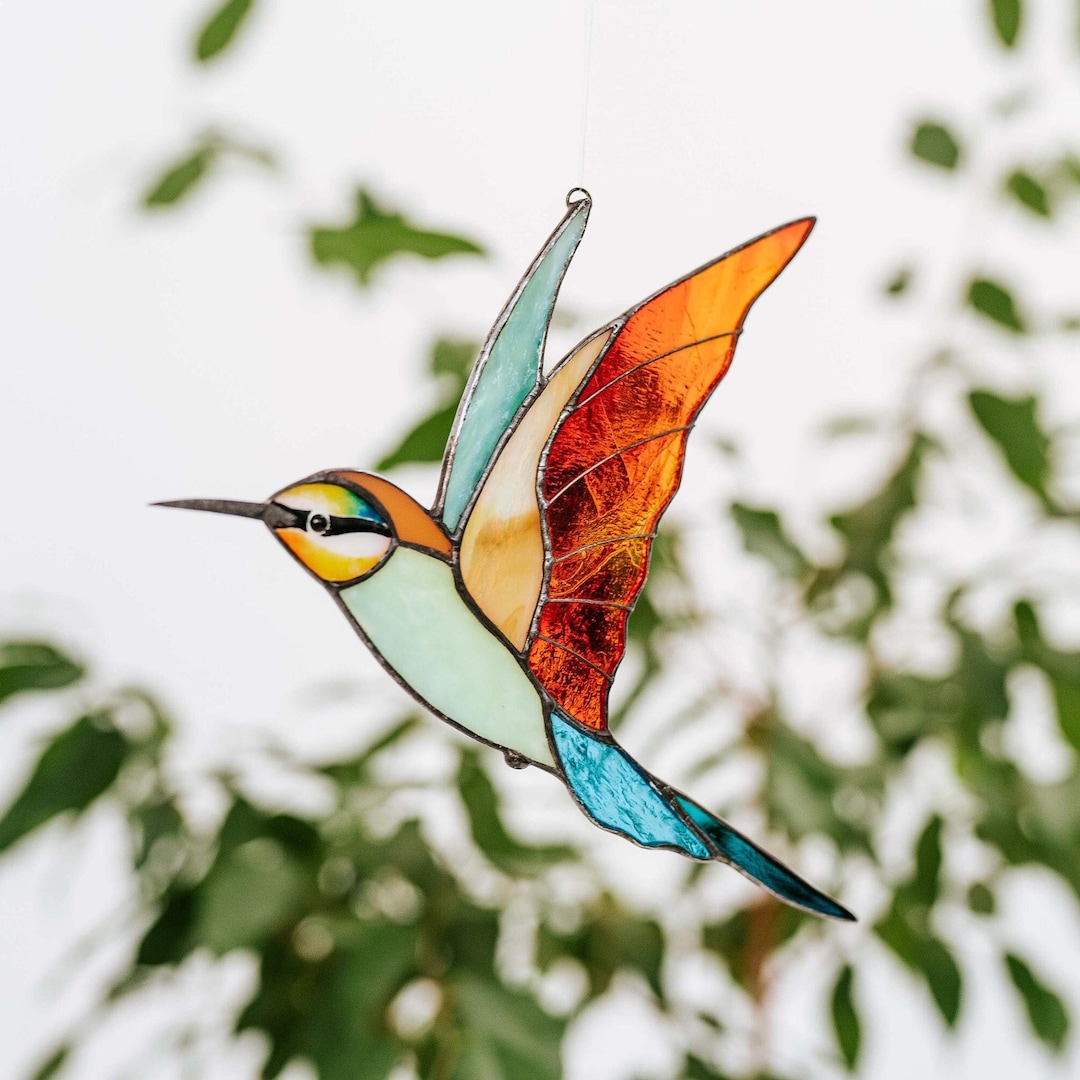 Ornement De Colibri En Verre De Mer - Décoration Fabriquée à La Main, Sculpture Artistique Pour Sapin, Étagère Ou Cadeau Festif