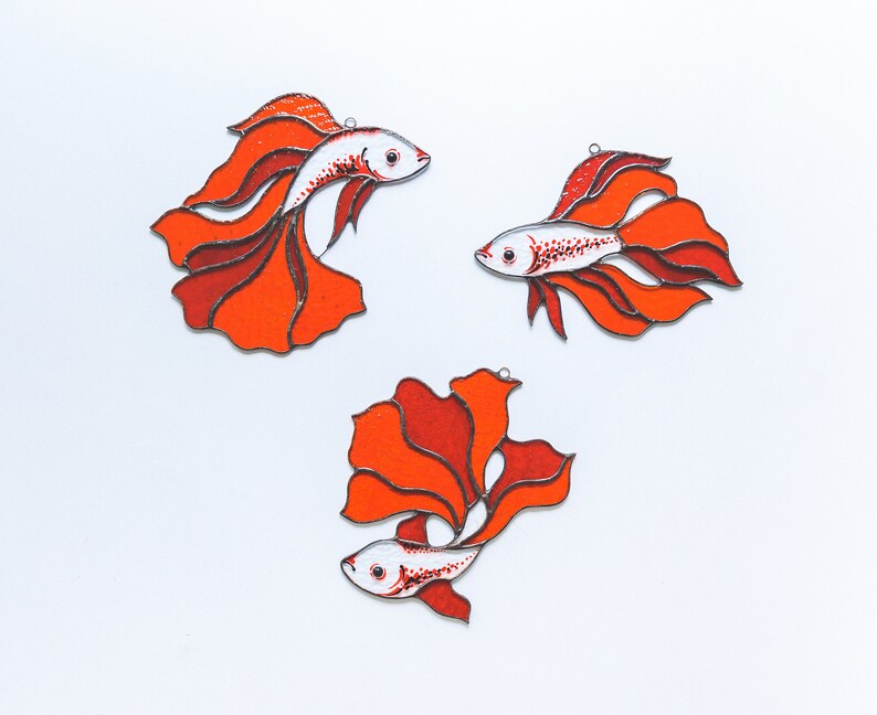 Betta Fish Stained Glass Suncatcher Siamese Fight Fish Window Etsy