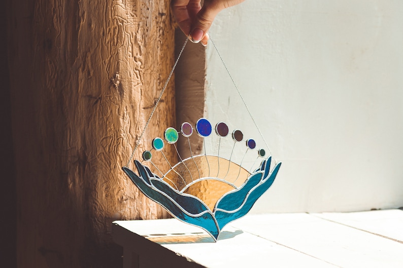 Stained Glass Suncatcher Solar System in Arms Suncatcher Etsy