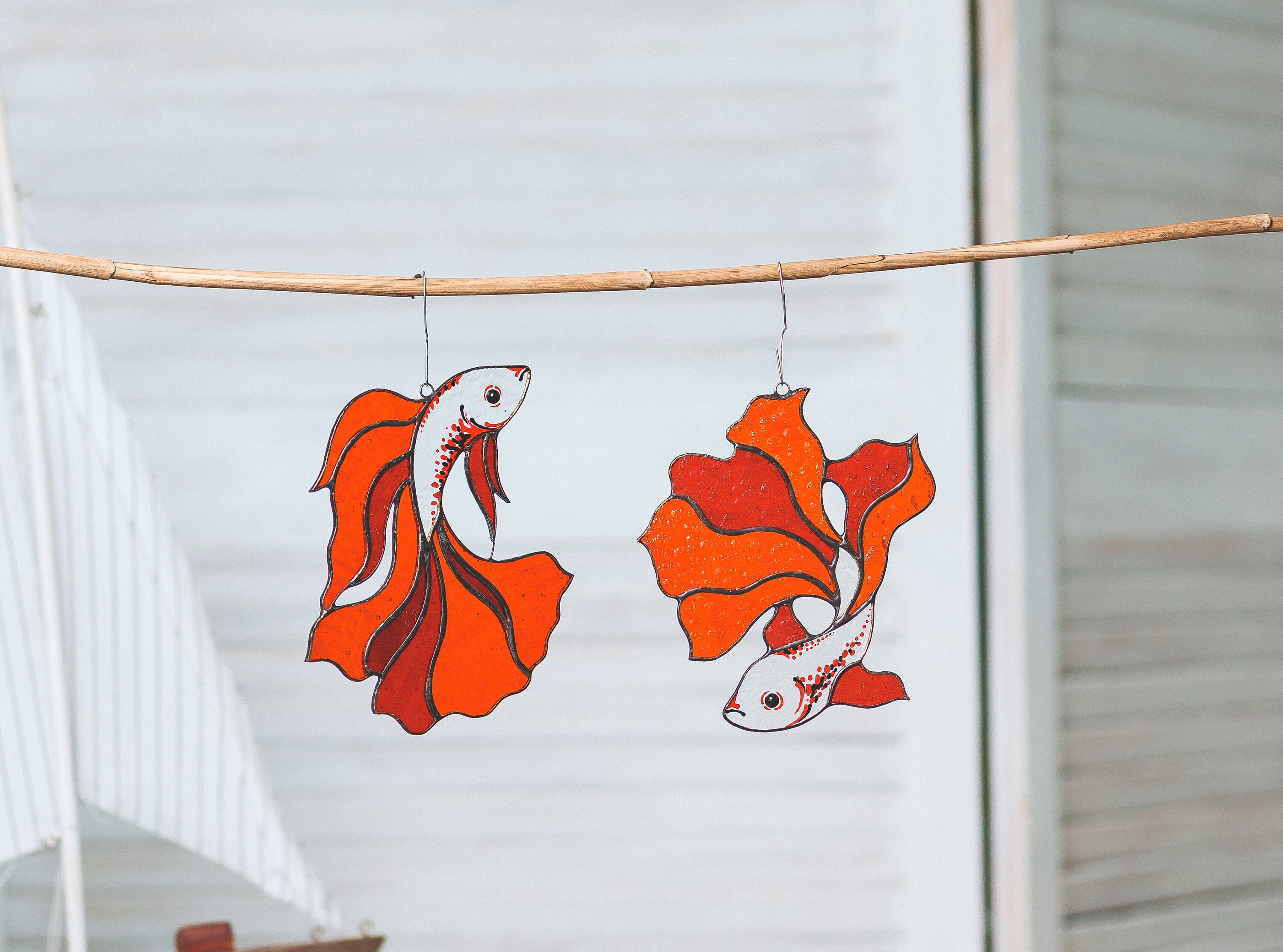 Betta fish stained glass suncatcher Siamese fight fish window Etsy