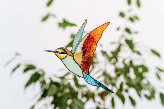 Vetrata per uccelli Suncatcher Uccello in vetro gruccione Decorazioni  artistiche da collezione Regalo per Natale - Etsy Italia