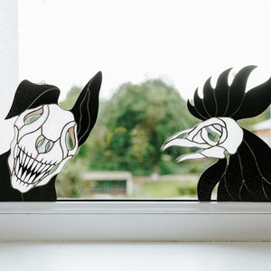 Rooster stained glass Gothic window/wall decor Halloween suncatcher Horror decorations image 10