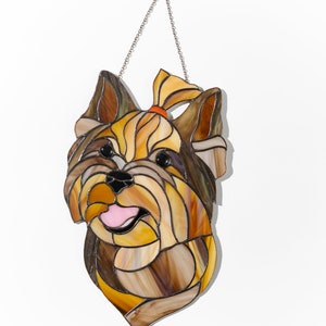 Pet Portrait stained glass window hanging Portrait from photo Custom gift Personalized pet ornaments image 3