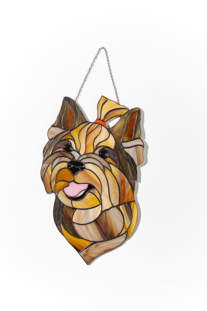 Pet Portrait stained glass window hanging Portrait from photo Custom gift Personalized pet ornaments image 3