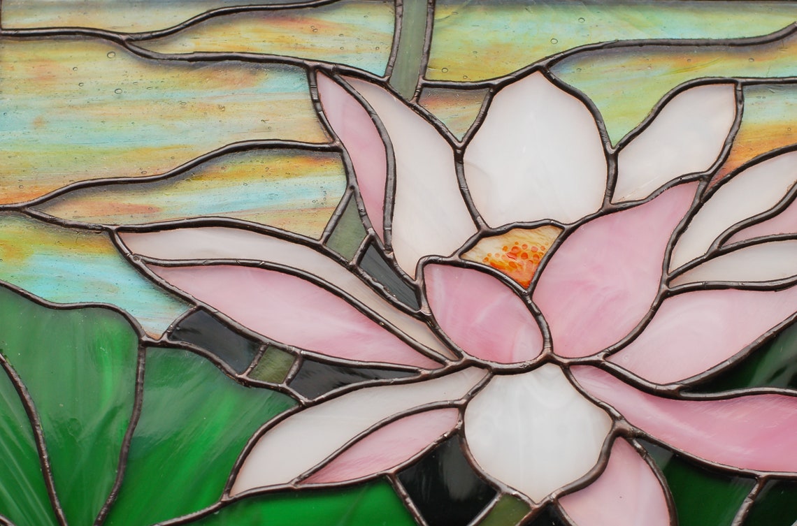 Stained Glass Panel Lotus Flower Window Hangings Mom Gift - Etsy Australia