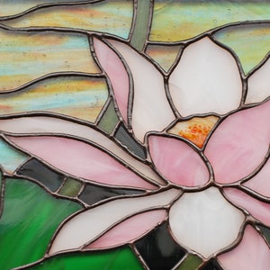 Stained Glass Panel Lotus Flower Window Hangings Mom Gift - Etsy