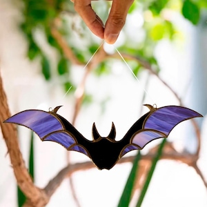Halloween bat Stained glass bat decor window hangings stained glass decor Stained glass bat suncatcher spooky stained glass decor