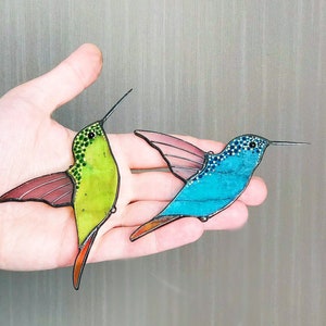 Hummingbird stained glass suncatcher window hanging gift for mom, sister, anniversary, home decor, Christmas gift image 8
