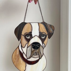 Stained glass dog portrait Custom stained glass Stained glass pet portrait from photo image 6