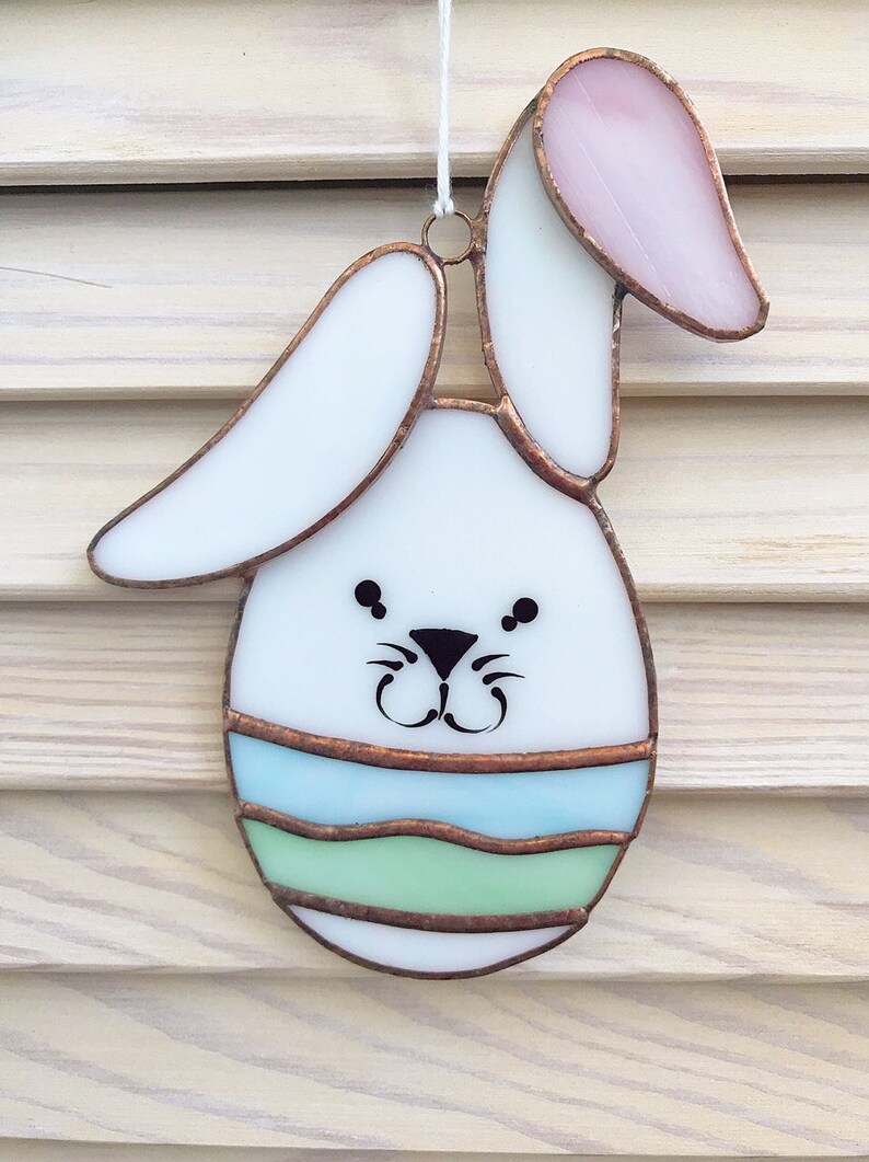 Easter Bunny gift suncatcher from stained glass easter gift Etsy