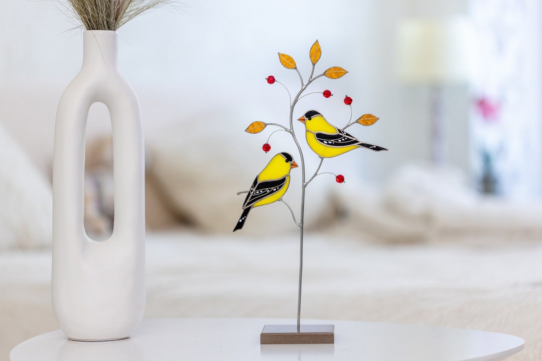 Finch Glassware Set of 2 Everyday Drinking Glasses, Mother's Day Gift,  Golden Finch, Tabletop, Mother's Day, Gifts for Her, Yellow Finch 