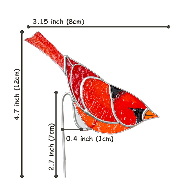 Glasmalerei Rot Kardinal Pflanzer Dekor Geschenk für Mama Vogel Liebhaber Geschenk Muttertagsgeschenk Bauernhaus Dekor Bild 2