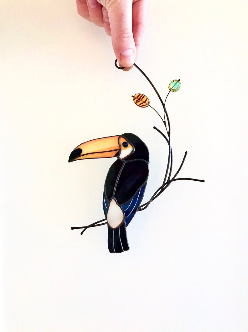 Toucan exotic bird suncather stained glass window hanging ...