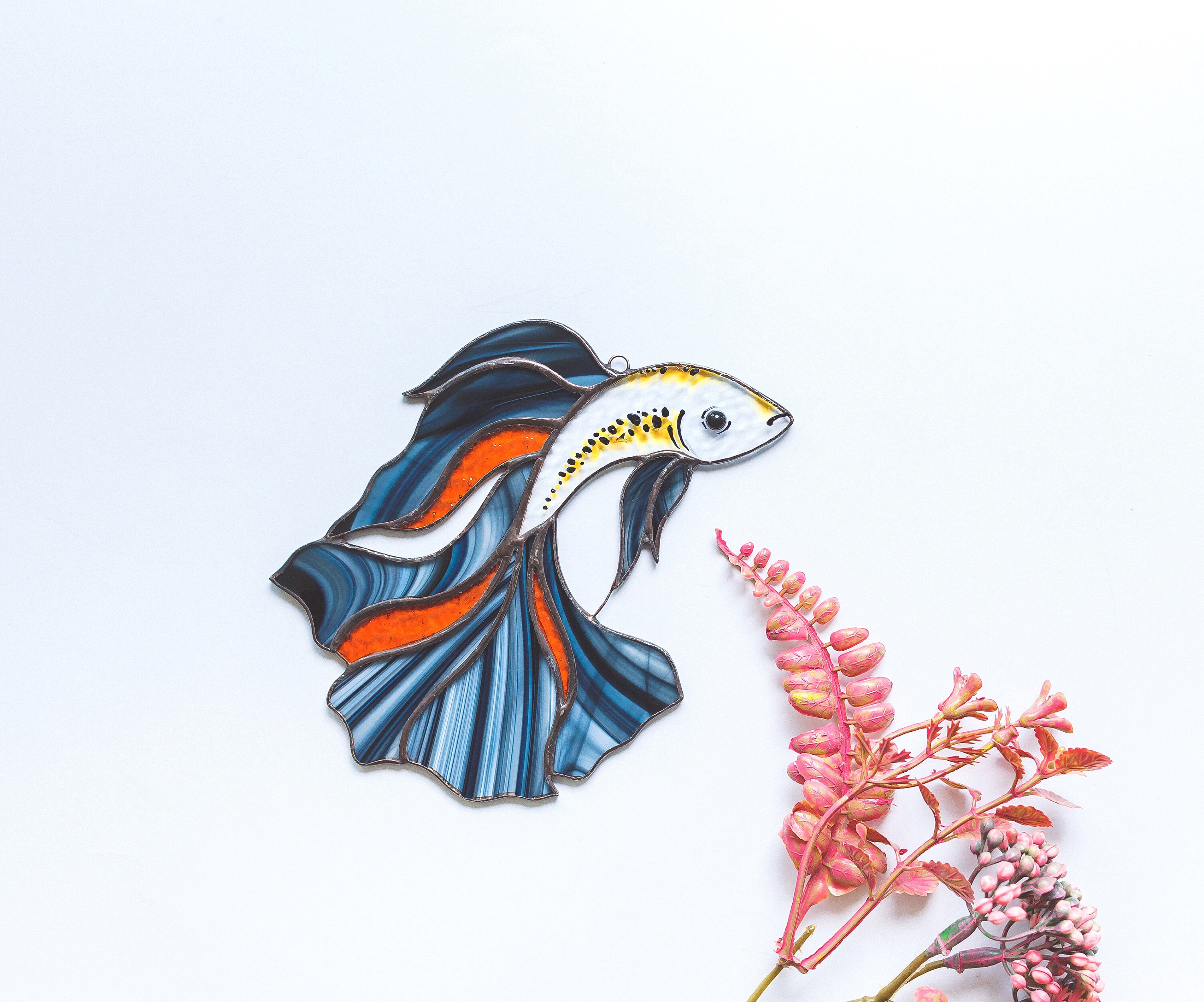 Stained glass suncatcher Betta fish window hanging Modern Etsy