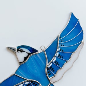 Stained glass suncatcher Blue Jay window hangings Original art Christmas gift image 6