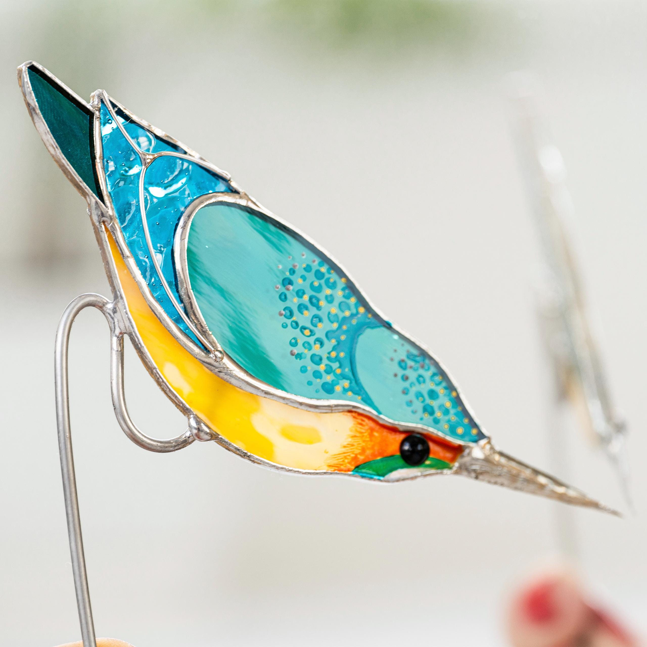 Bluebird Of Happiness Buntglas-Sonnenfänger – 19,8 Cm, Handgefertigt, Für Fenster & Garten