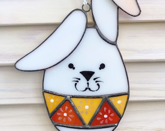 Suncatcher stained glass Easter Bunny easter eggs window hangings decor