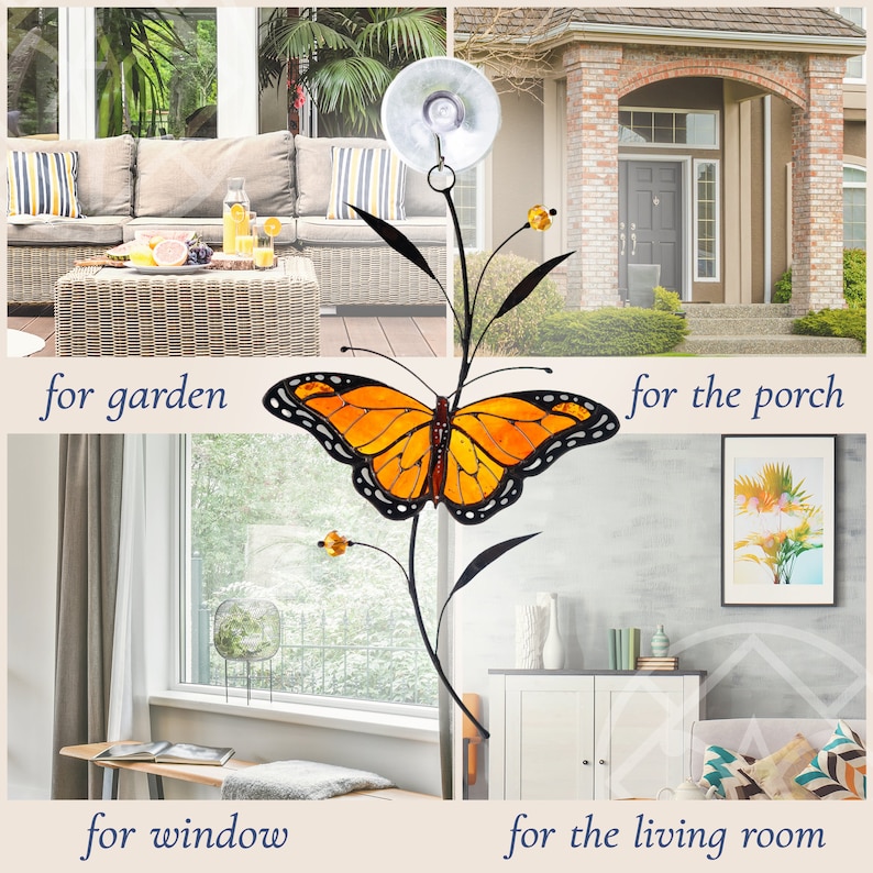Monarch Butterfly suncatcher from stained glass window hangings Home decoration Gift from daughter to mom Christmas gift image 4