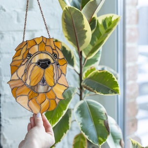 Stained glass Dog portrait window hangings suncatcher Dog portrait from photo wall art image 10