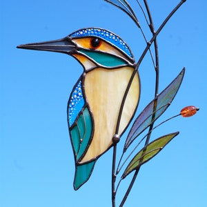 Kingfisher Stained glass suncatcher Stained glass window hanging custom stained glass gifts Christmas gift idea for mom image 8