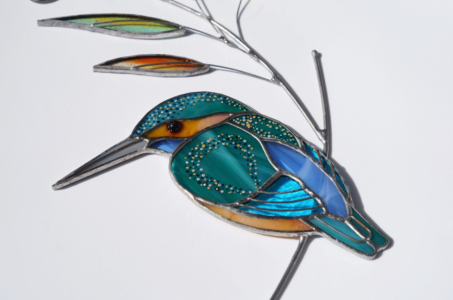 Stained Glass Kingfisher Stained Glass Suncatcher for Windows Etsy